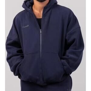 Comfrt Unisex Full Zip Cloud  Hoodie Navy Blue Sold Out Size L Anxiety Comfort